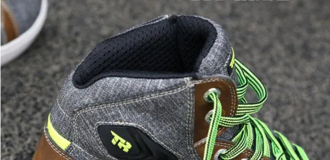 Men's black motorcycle riding shoes with short boot design and non-slip soles