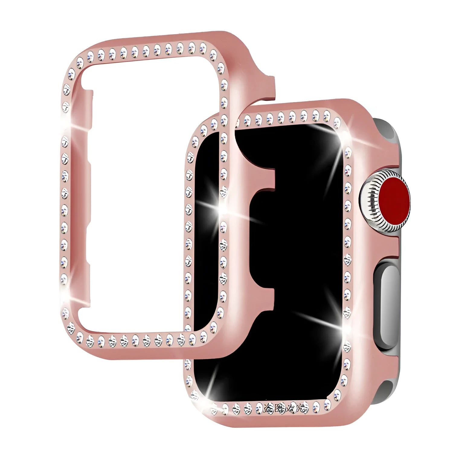 Electroplated metal diamond protective case frame in silver, black, gold, and rose pink for 38mm 40mm 42mm 44mm watches