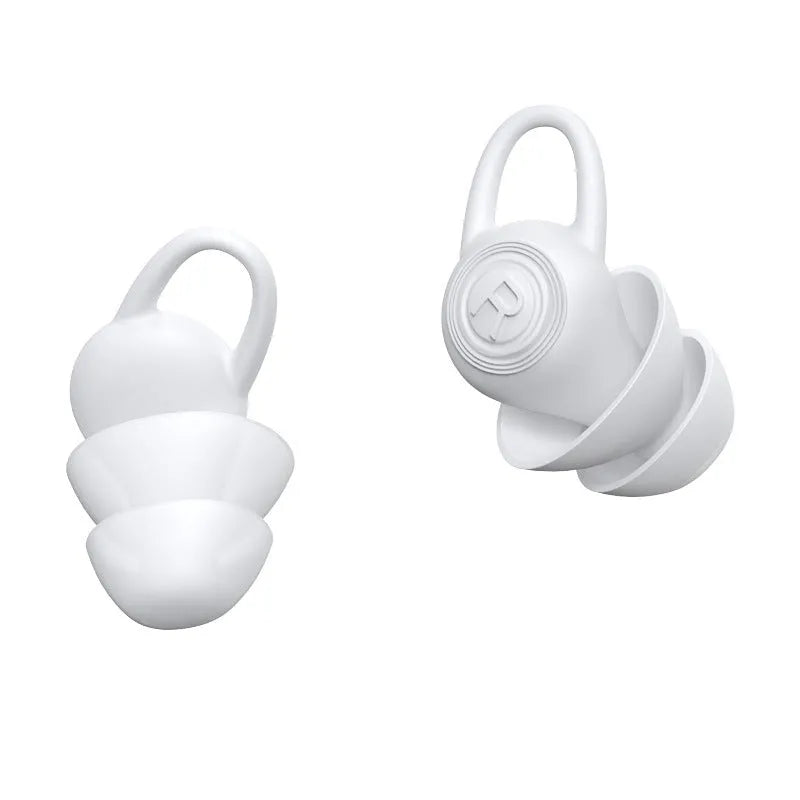A single white soft silicone ear plug for noise reduction, shown with its independent packaging.