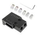 Black aluminium alloy woodworking perforation locator tool with angled drilling guide