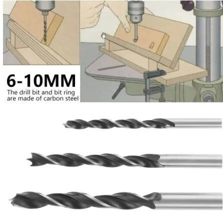 Black aluminium alloy woodworking perforation locator tool with angled drilling guide