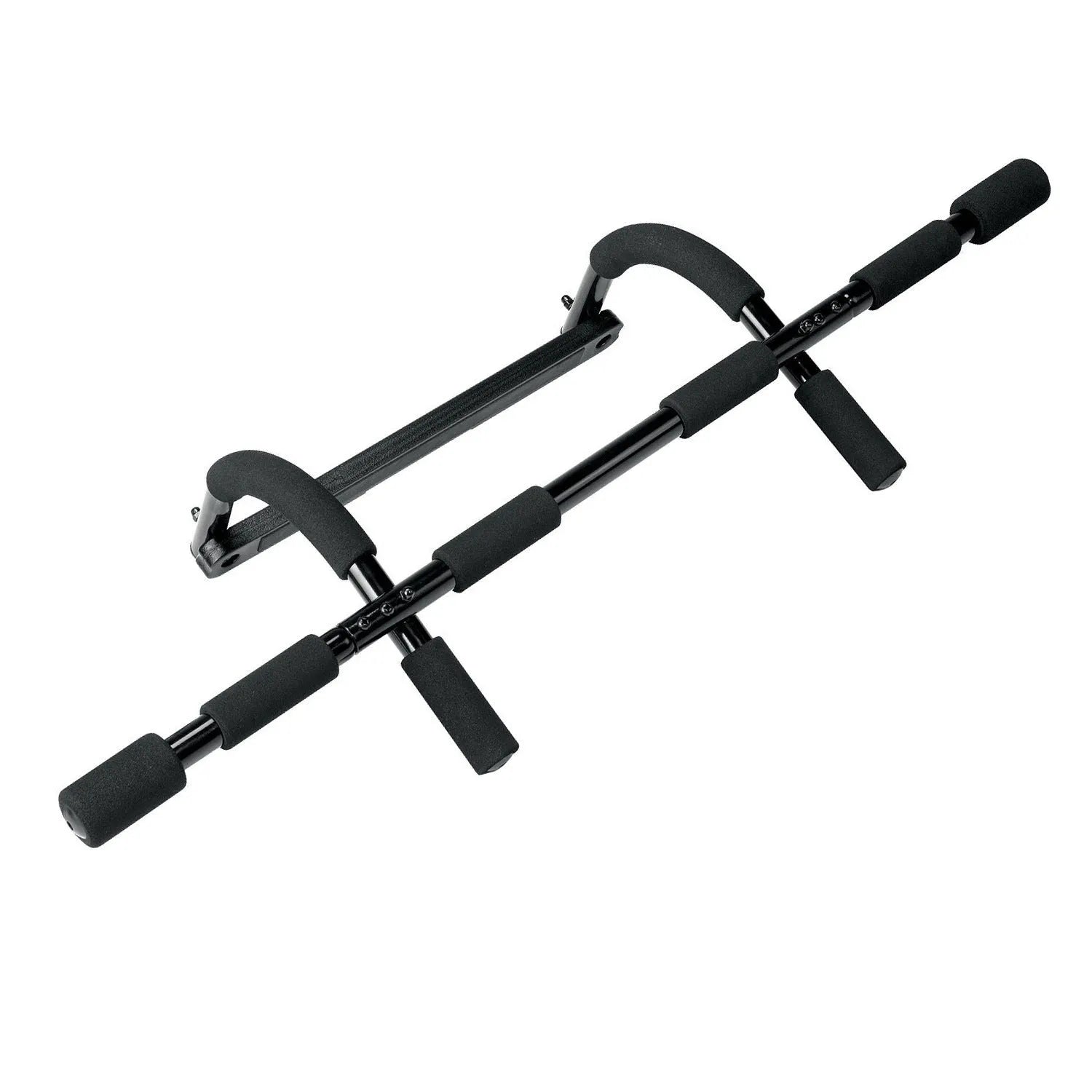 Black steel pull-up bar fitness equipment with 92.5cm width for indoor strength training