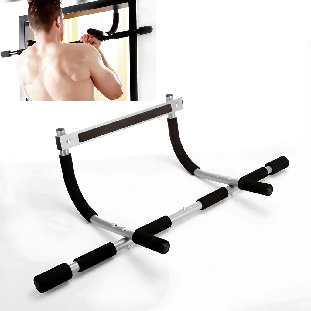 Black steel pull-up bar fitness equipment with 92.5cm width for indoor strength training