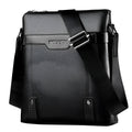 Men's black PU leather shoulder bag with square design and zipper closure