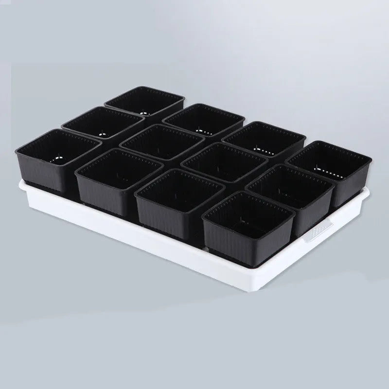 Meishi black and white resin flower pot set with tray, 32cm diameter, for succulent and balcony gardening