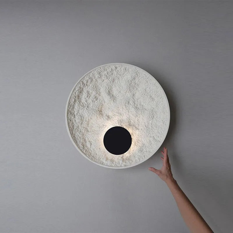 Modern white iron wall lamp shown in 300mm and 500mm size options for bedside lighting.