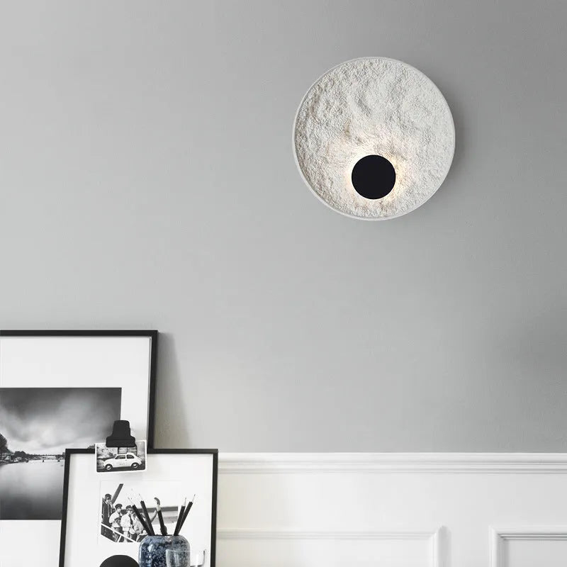 Modern white iron wall lamp shown in 300mm and 500mm size options for bedside lighting.