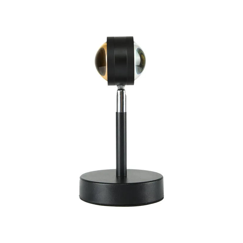 Black USB dual-head sunset rainbow projection lamp with touch switch and colour changing LED