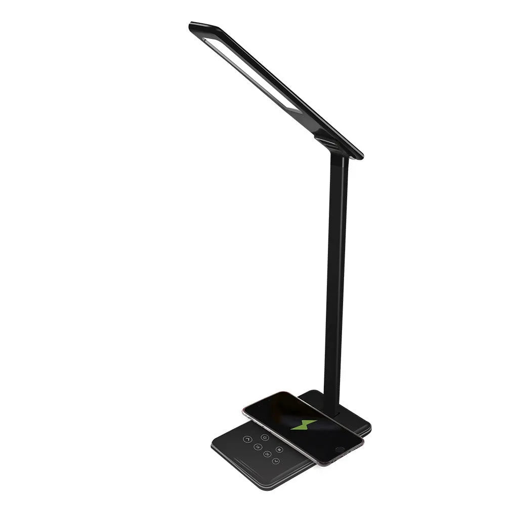 Black or white wireless charging desk lamp with touch control and USB cable