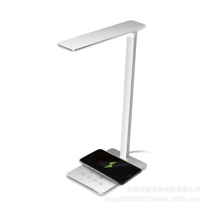 Black or white wireless charging desk lamp with touch control and USB cable