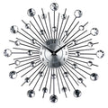 Large silver round wall clock with metal casing and aluminium dial measuring 33cm