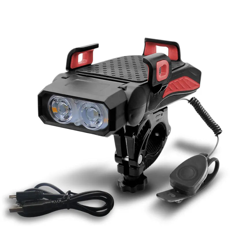 Rechargeable bicycle light in single or double lamp style with colour options.