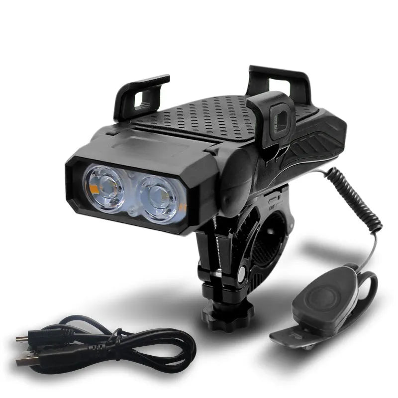 Rechargeable bicycle light in single or double lamp style with colour options.