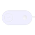 White dual wireless phone charger supporting simultaneous fast charging for two mobile phones