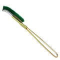 Green elbow-shaped metal brush with nylon wire bristles for rust removal and cleaning