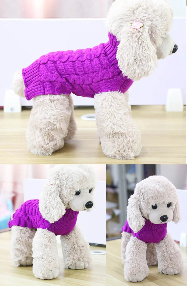 Cashmere twisted rope dog sweater in wool material showing textured design and colour options