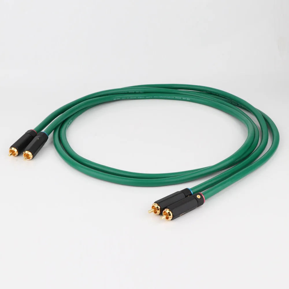 4-core copper silver-plated audio cable with RCA connectors for amplifier connections