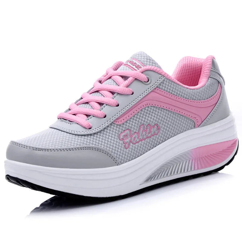 Women's heelless travel shoes in grey powder and black, sizes 35-42, suitable for spring walking.