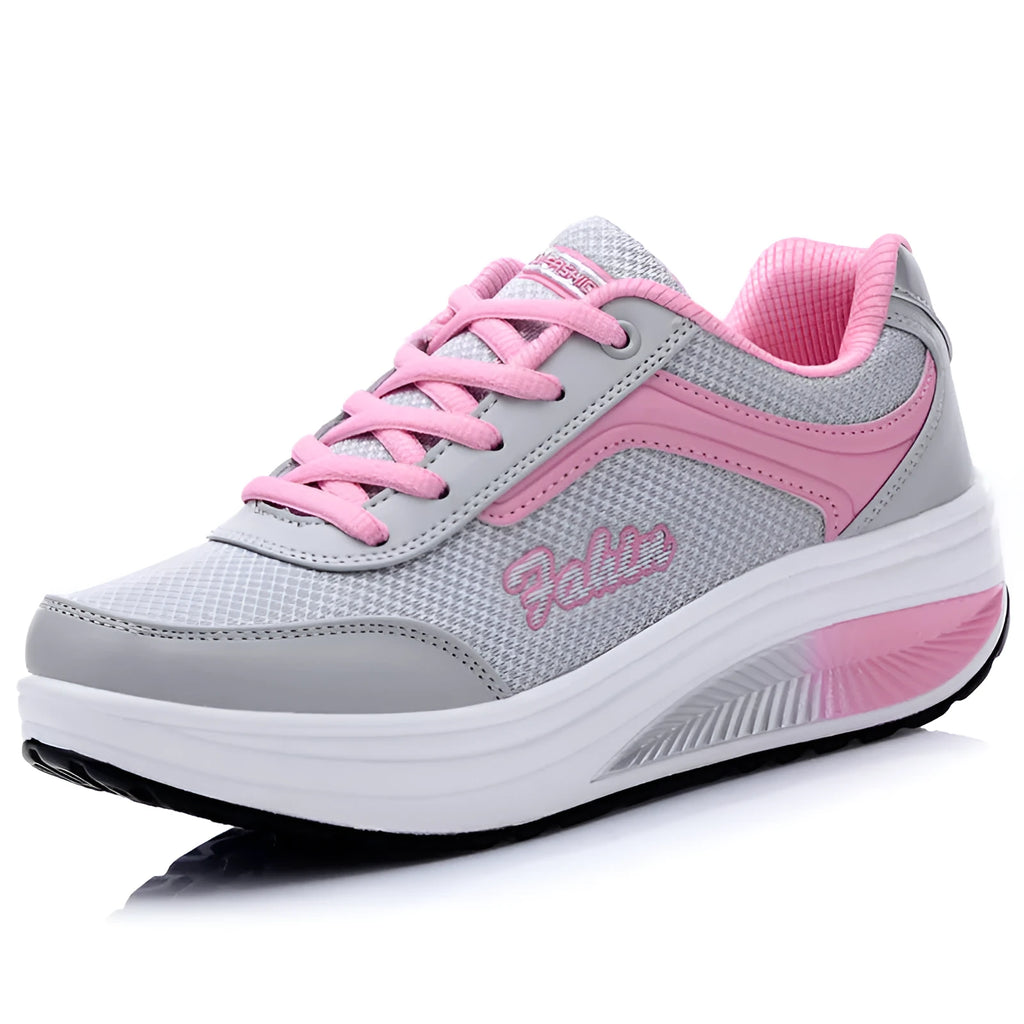 Women's heelless travel shoes in grey powder and black, sizes 35-42, suitable for spring walking.