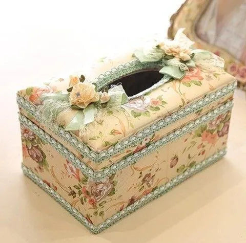 Ceramic jewellery and tissue box organiser in bright apricot colour
