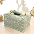Ceramic jewellery and tissue box organiser in bright apricot colour