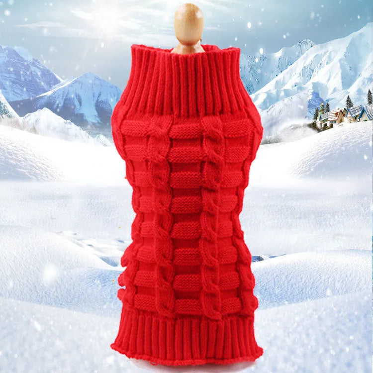 Cashmere twisted rope dog sweater in wool material showing textured design and colour options