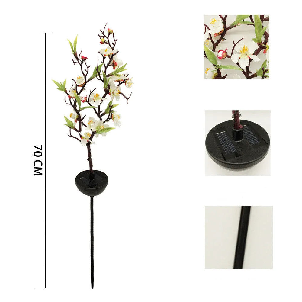 Solar-powered cherry firework string light with ground spike for outdoor garden decoration