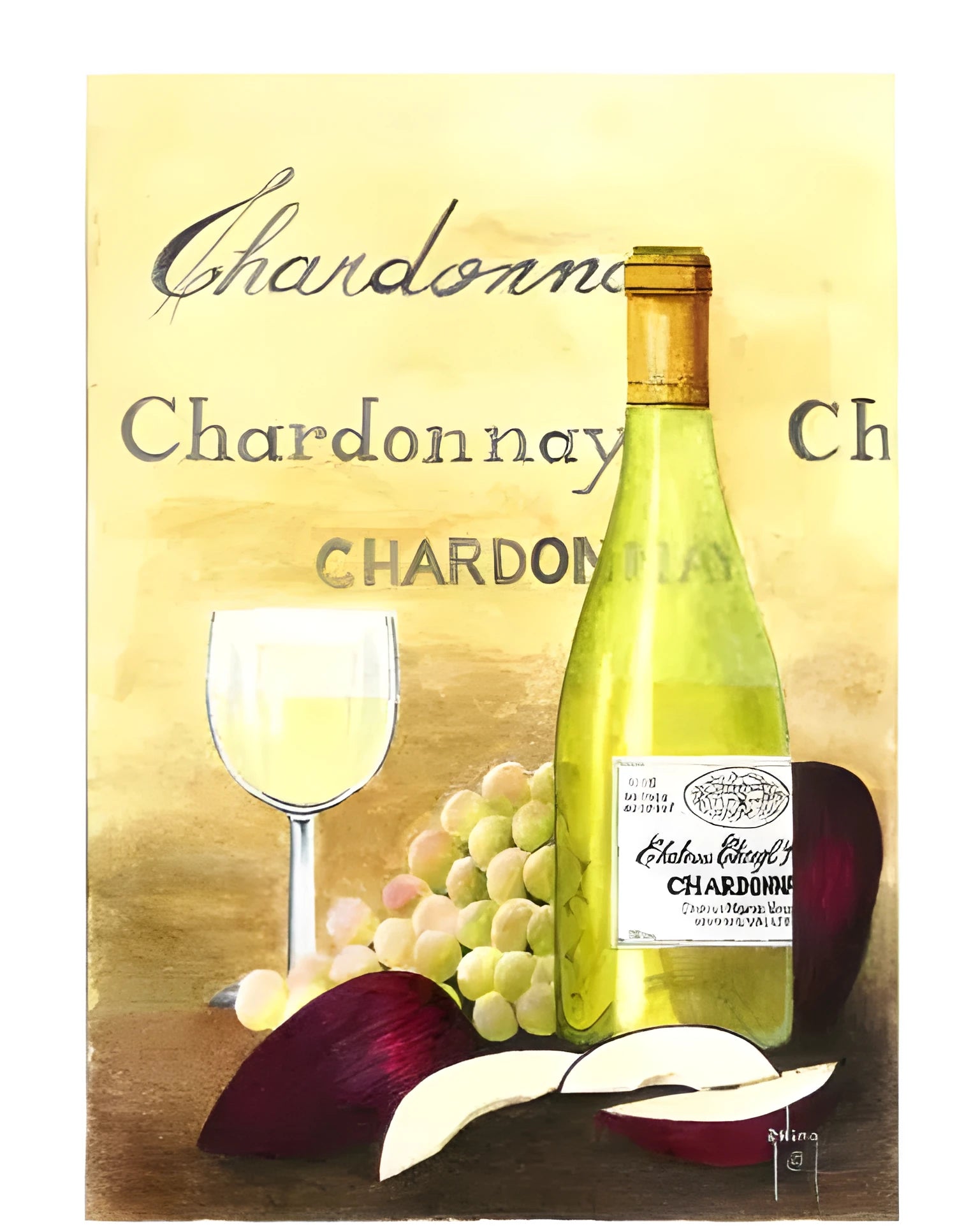 Apple And Chardonnay DIY digital painting kit with linen canvas, brushes, and paints in colour A1A.