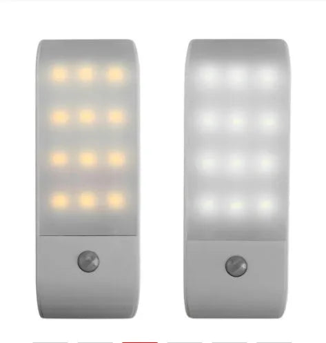 12 LED rechargeable human body sensor night light with PVC shade in New Chinese style