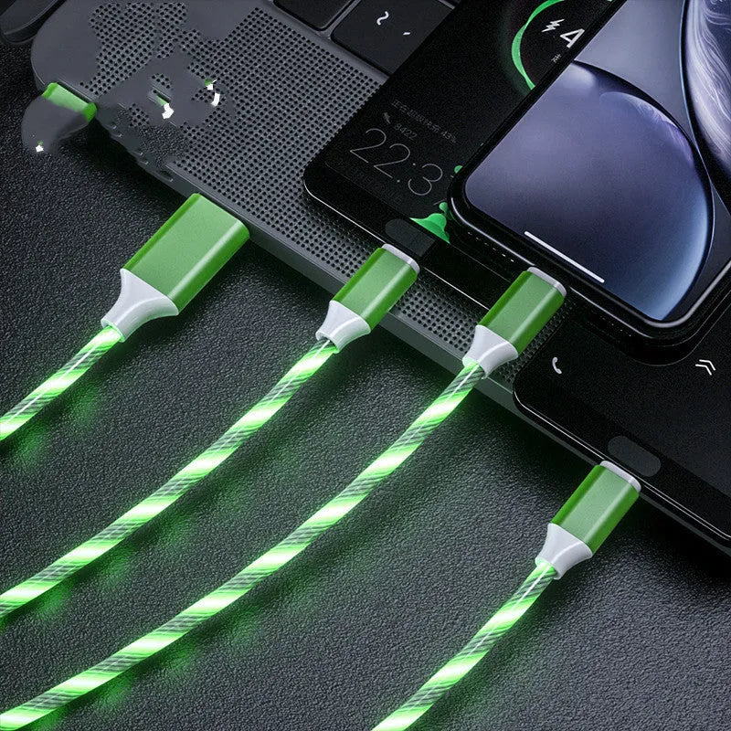 USB data cable with one-to-three connectors and colourful marquee streamer lights in 1.25m length