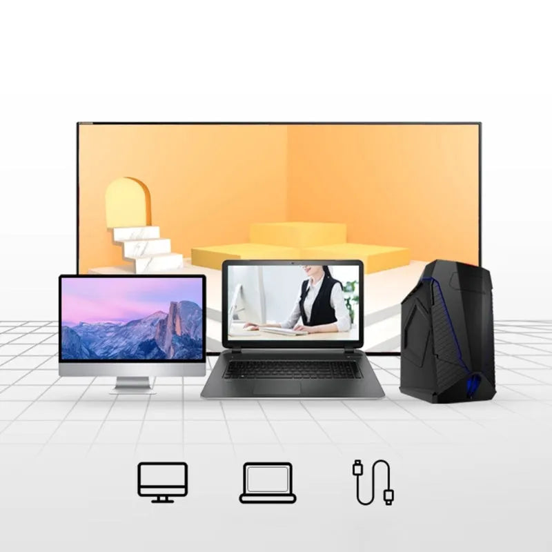 Blue Smart Voice Mouse with voice control button and 2.4G USB receiver on a desk.