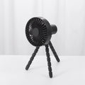 USB rechargeable desk fan with bendable neck on an adjustable octopus tripod stand.