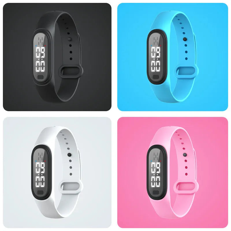 Ultrasonic electronic mosquito repellent bracelet in black, white, blue, and pink colours