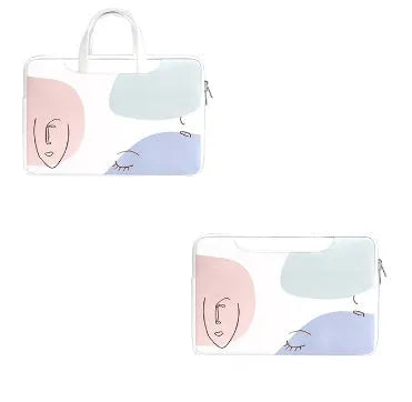 Blue waterproof PU leather laptop bag for 15.6-inch notebooks with zipper closure
