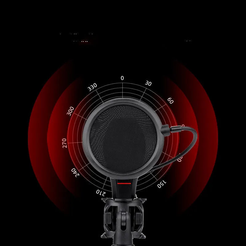 Black live broadcast singing microphone with noise reduction for game anchors and streaming professionals