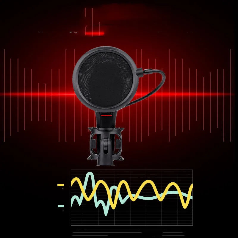 Black live broadcast singing microphone with noise reduction for game anchors and streaming professionals