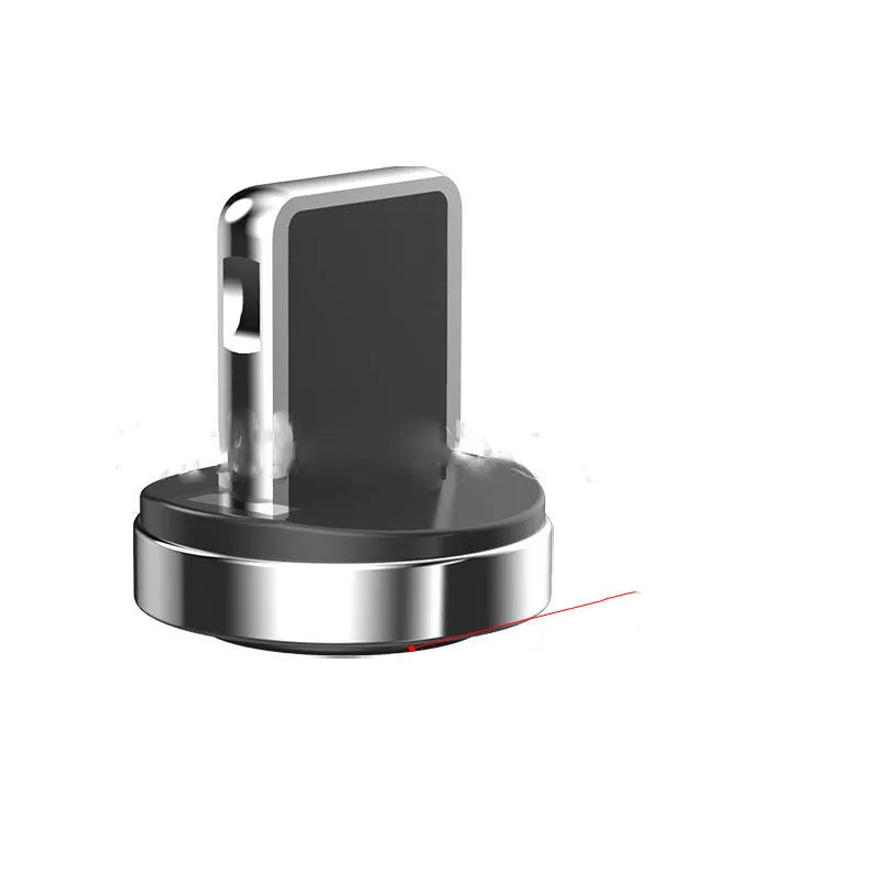 Black rotating magnetic charging cable with interchangeable Android, Apple, and USB-C connector heads