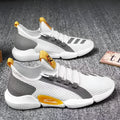 Men's breathable lace-up casual sports shoes, low heel 1-3cm, available in white, yellow, black, sizes 39-44