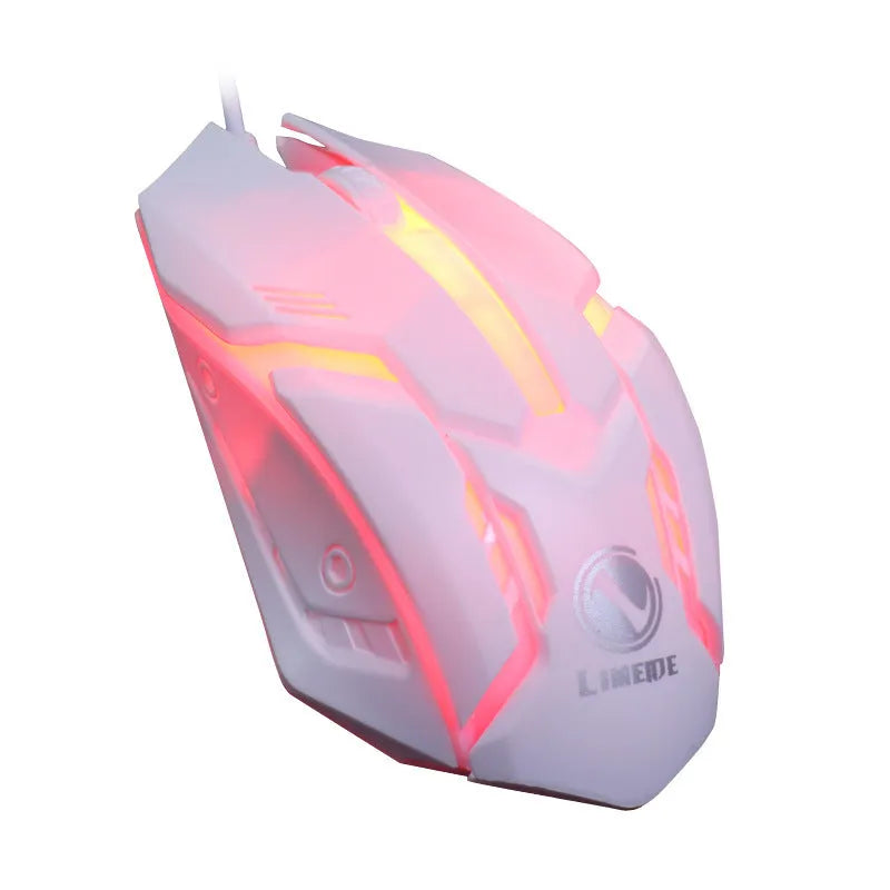 Wired luminous computer mouse with USB connector and colourful glow illumination