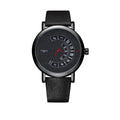 Men's silver metal case watch with black dial showing quartz movement and 30M waterproof rating