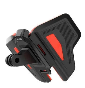 Black motorcycle helmet chin strap mount bracket for GoPro and action cameras with stainless steel clip