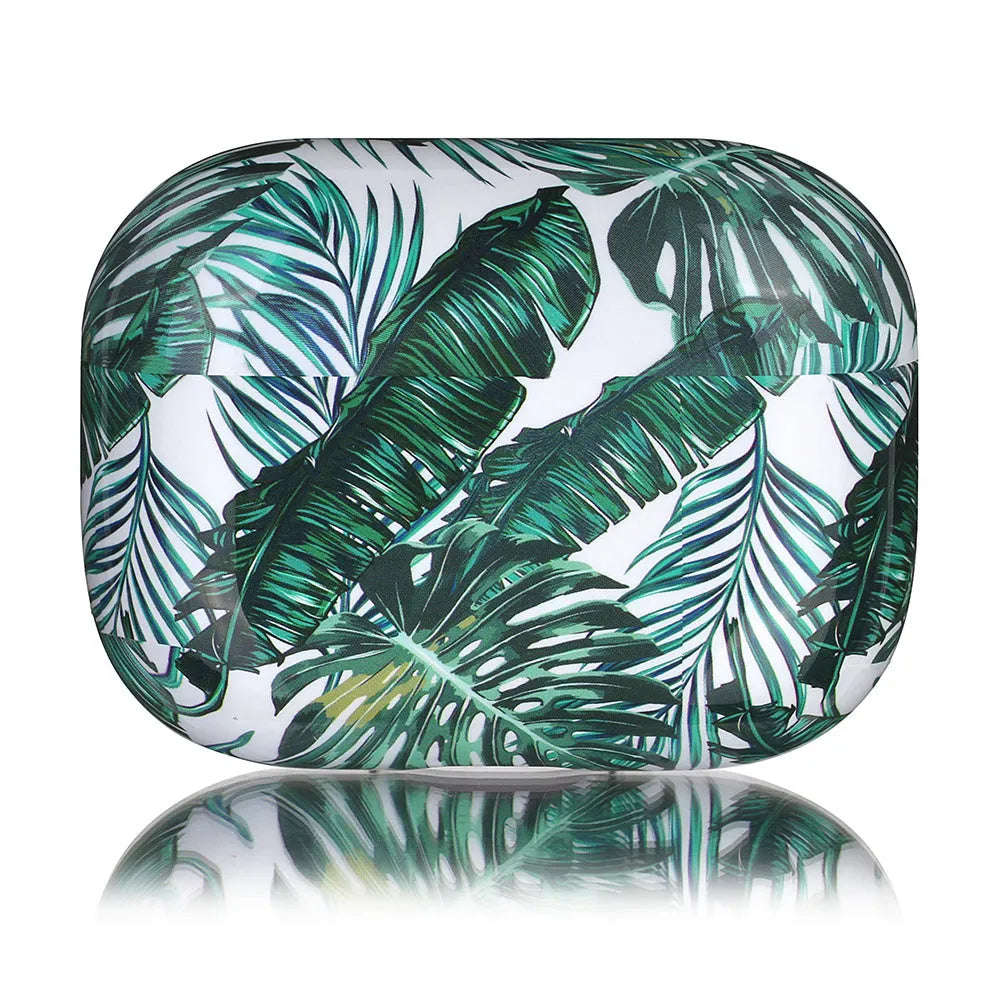 Blue and green banana leaves design TPU case for Apple AirPods 1, 2 and Pro models
