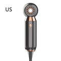 Leafless blower with a foldable handle showing three-speed control for cold and hot air settings