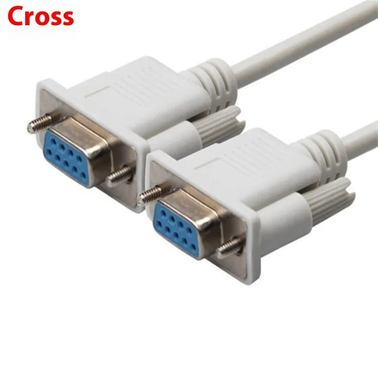 Milky white female to female RS232 serial cable with DB9 connectors measuring 1.5 metres