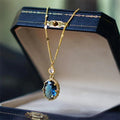 Gold geometric French retro necklace with electroplated copper pendant on chain