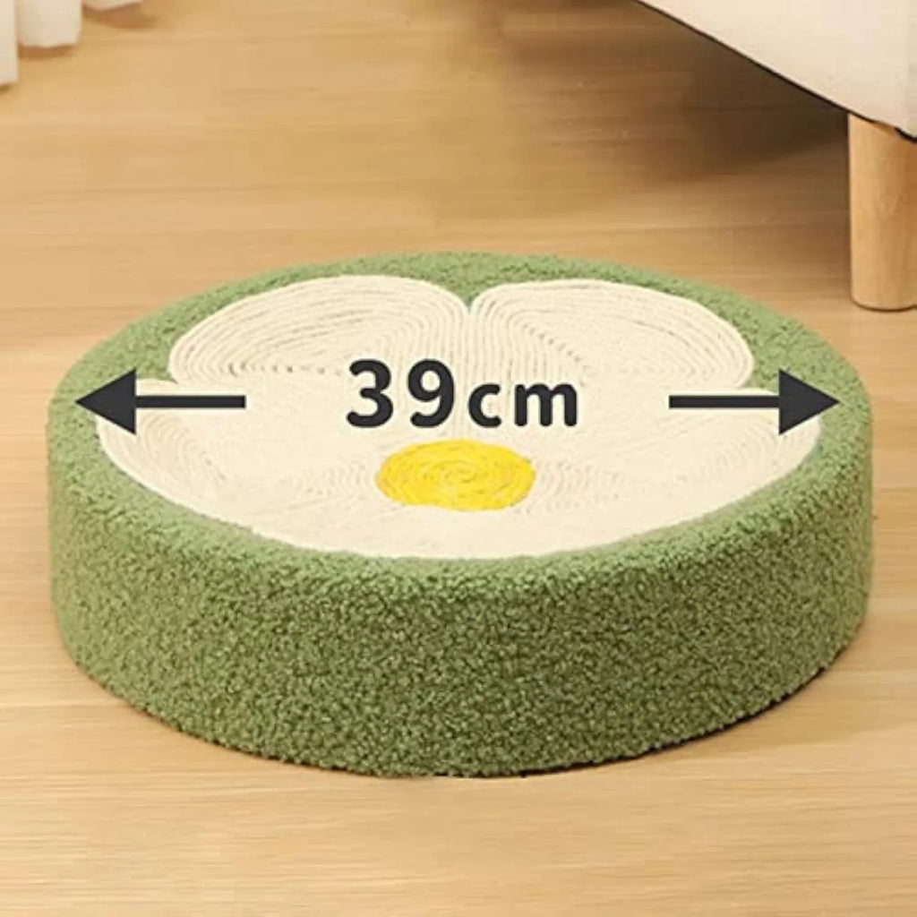 Green round sisal cat scratching bowl lounger bed with 39cm diameter