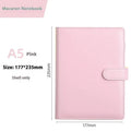 A5 PU leather zipper notebook shell in solid colour, shown open and closed.
