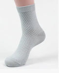 Men's bamboo fibre business socks with small square pattern in medium thickness showing colour options