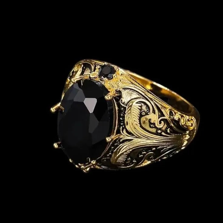 Geometric wide face alloy ring with imitation ink colour gem pattern in silver finish