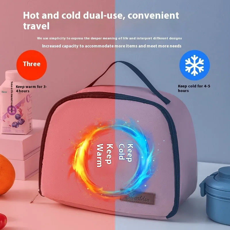 Textured cloth insulated lunch box bag in bento handbag design with heat preservation function